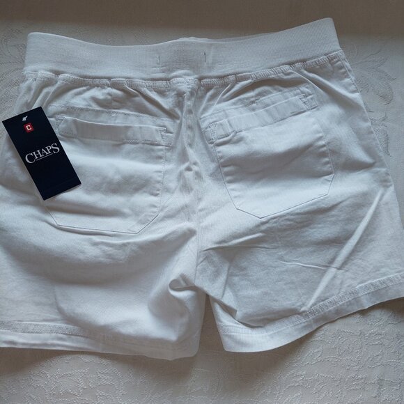 Chaps Cargo Shorts White Elastic Waist Cotton Summer Drawstring, Women S - Picture 4 of 7